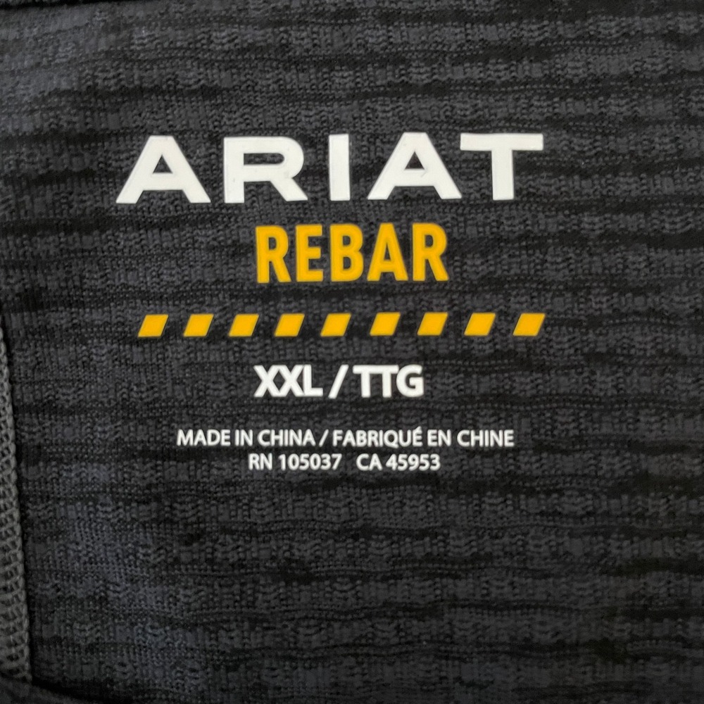 ARIAT Rebar Mens XXL Gray Short Sleeve V Neck T Shirt Workwear Odor Resistant - Picture 3 of 7